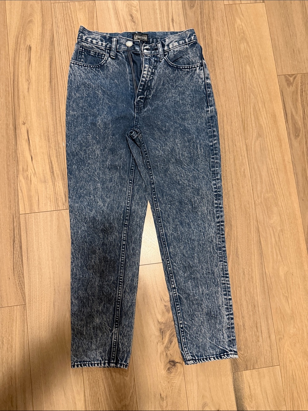 Moussy Acid Wash Blue Slim Straight Jeans